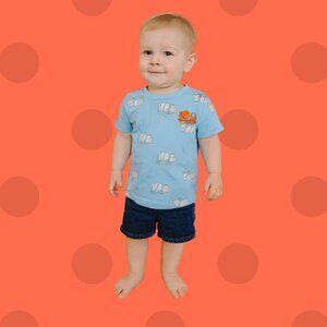 Pekkie Toddler Boys T-Shirt | Blue Cement Truck Graphic Tee | Size 2 | 100% Cott